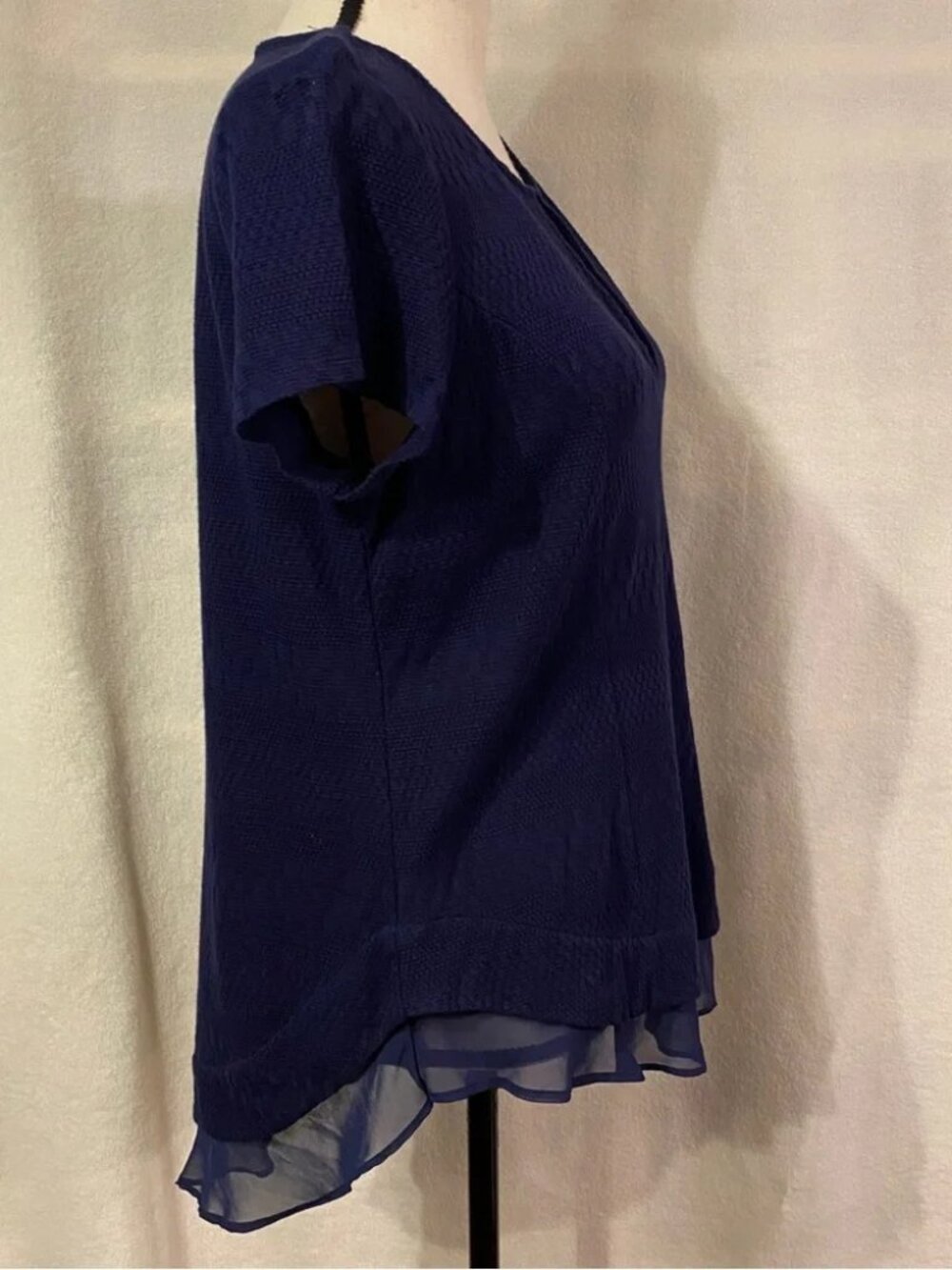 Anthropologie Deletta navy blue Soledad chiffon-trimmed top - Picture 6 of 12